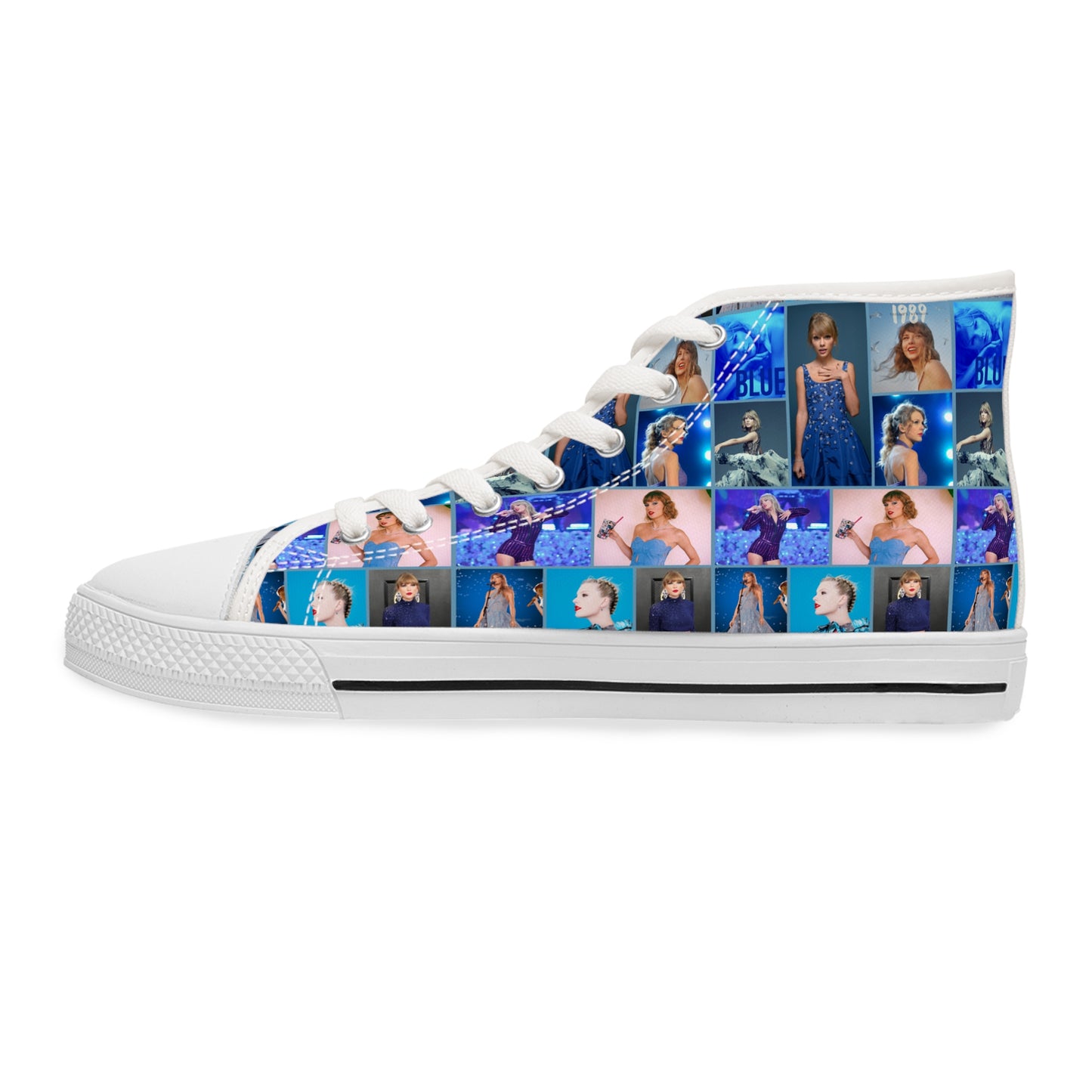 Taylor Swift Blue Dreams Collage High Top Sneakers for Swiftie Women