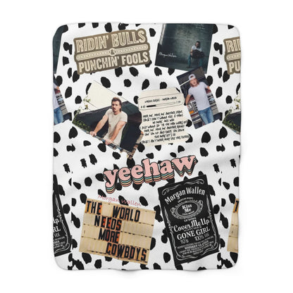 Morgan Wallen Yeehaw Collage Sherpa Fleece Blanket