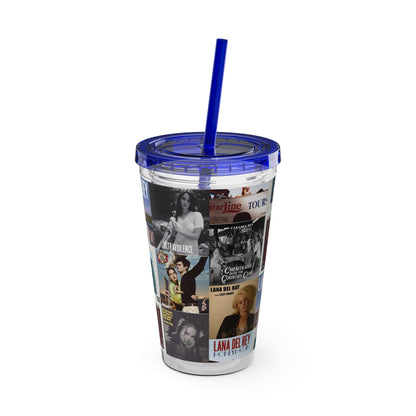 Lana Del Rey Album Cover Collage Sunsplash Tumbler with Straw