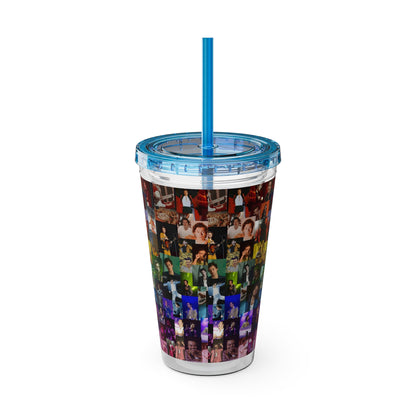 Harry Styles Rainbow Photo Collage Sunsplash Tumbler with Straw