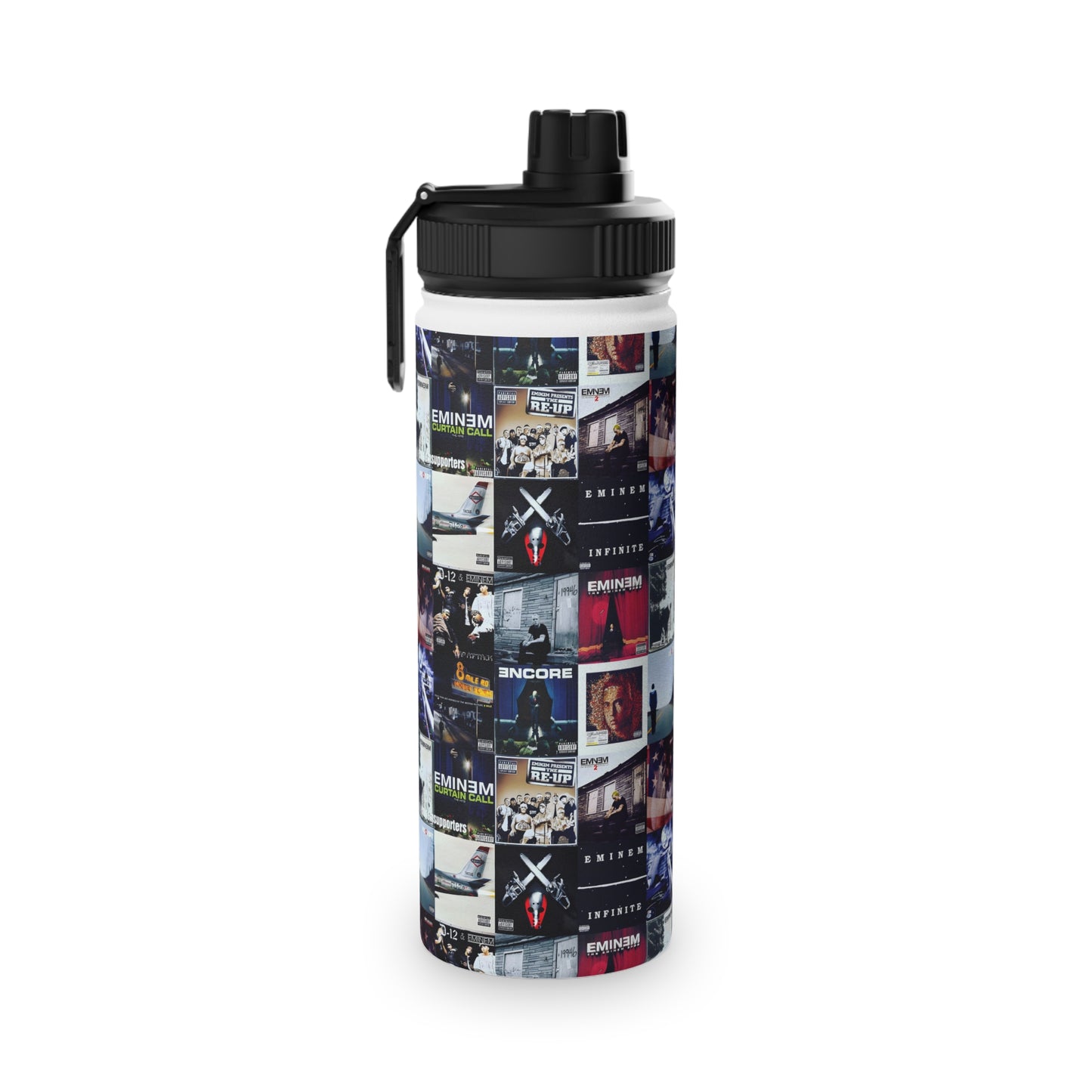 Eminem Album Art Cover Collage Stainless Steel Sports Lid Water Bottle