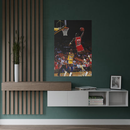 Michael Jordan Dunking On Magic Johnson Satin Poster