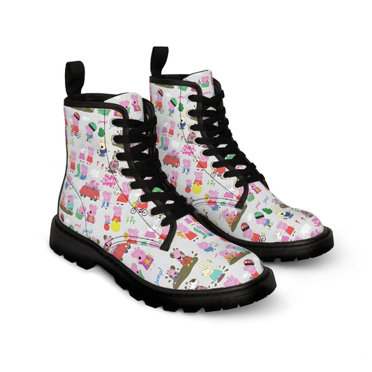 Peppa Pig Oink Oink Collage Women's Canvas Boots