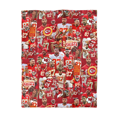 Travis Kelce Chiefs Red Collage Microfiber Duvet Cover