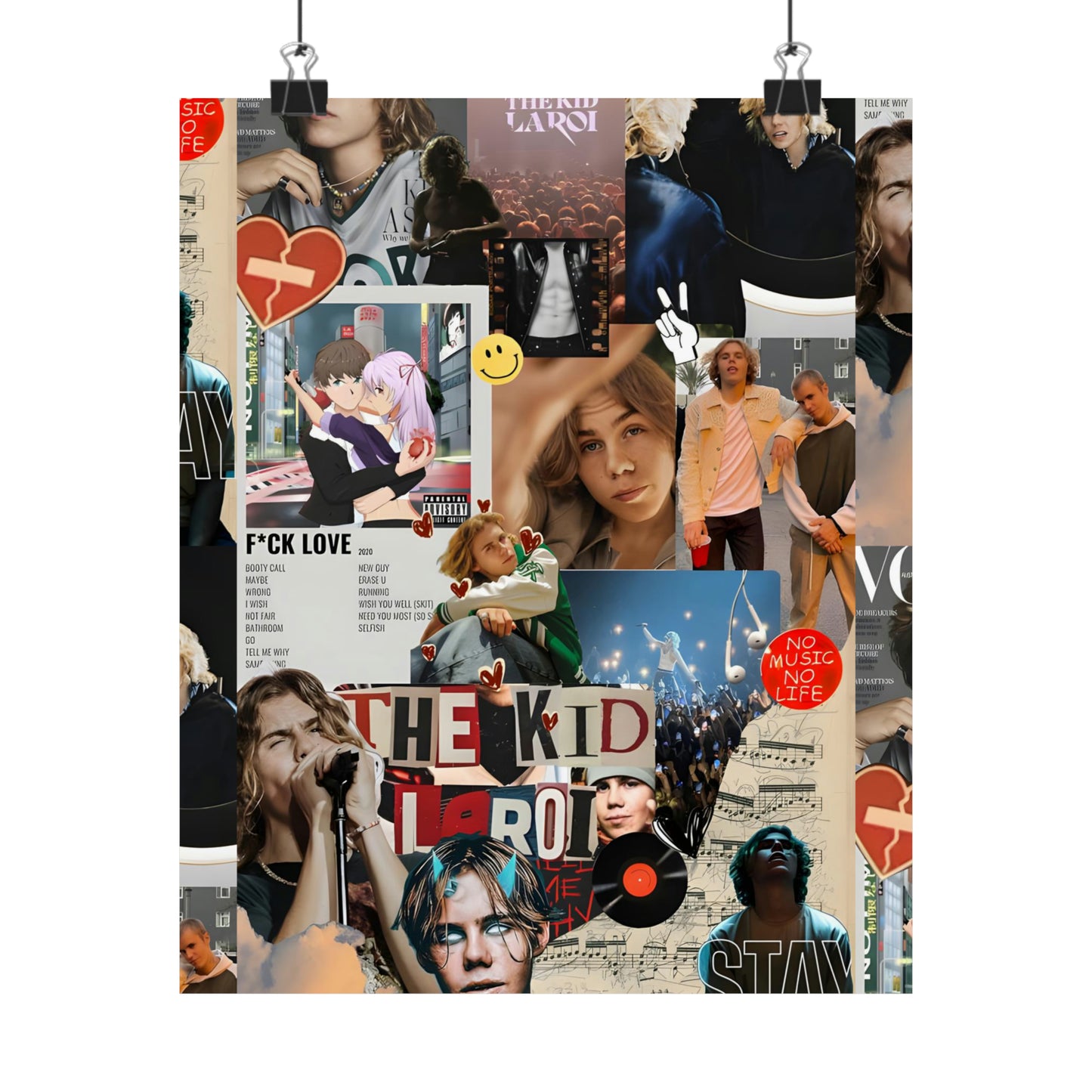 The Kid LAROI No Music No Life Collage Matte Vertical Poster