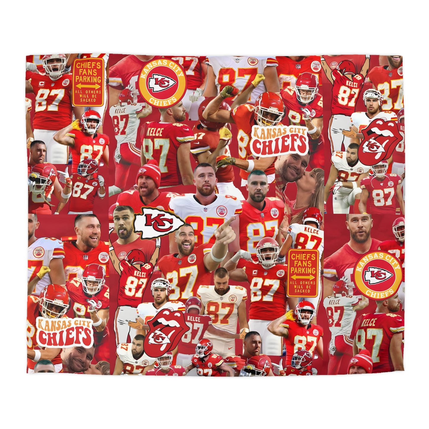 Travis Kelce Chiefs Red Collage Microfiber Duvet Cover