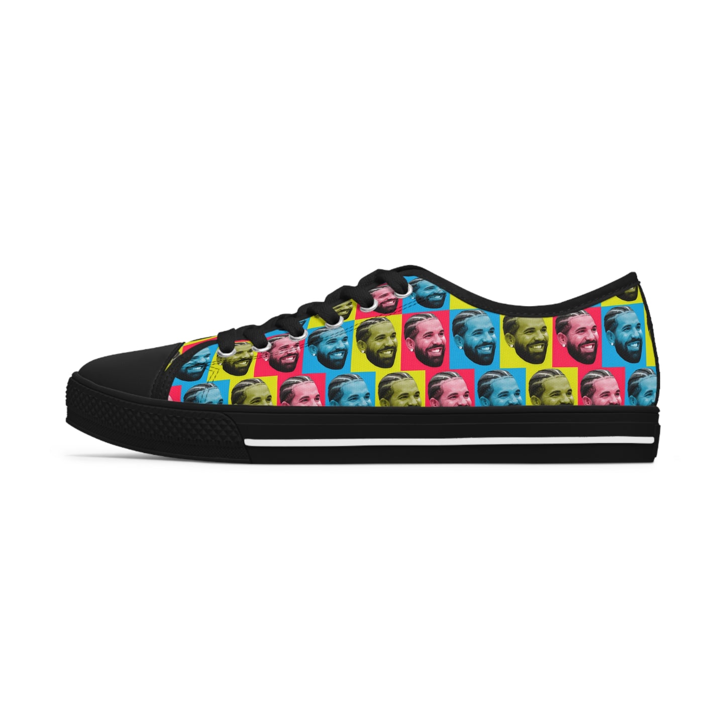 Drake Colored Checker Faces Women's Low Top Sneakers