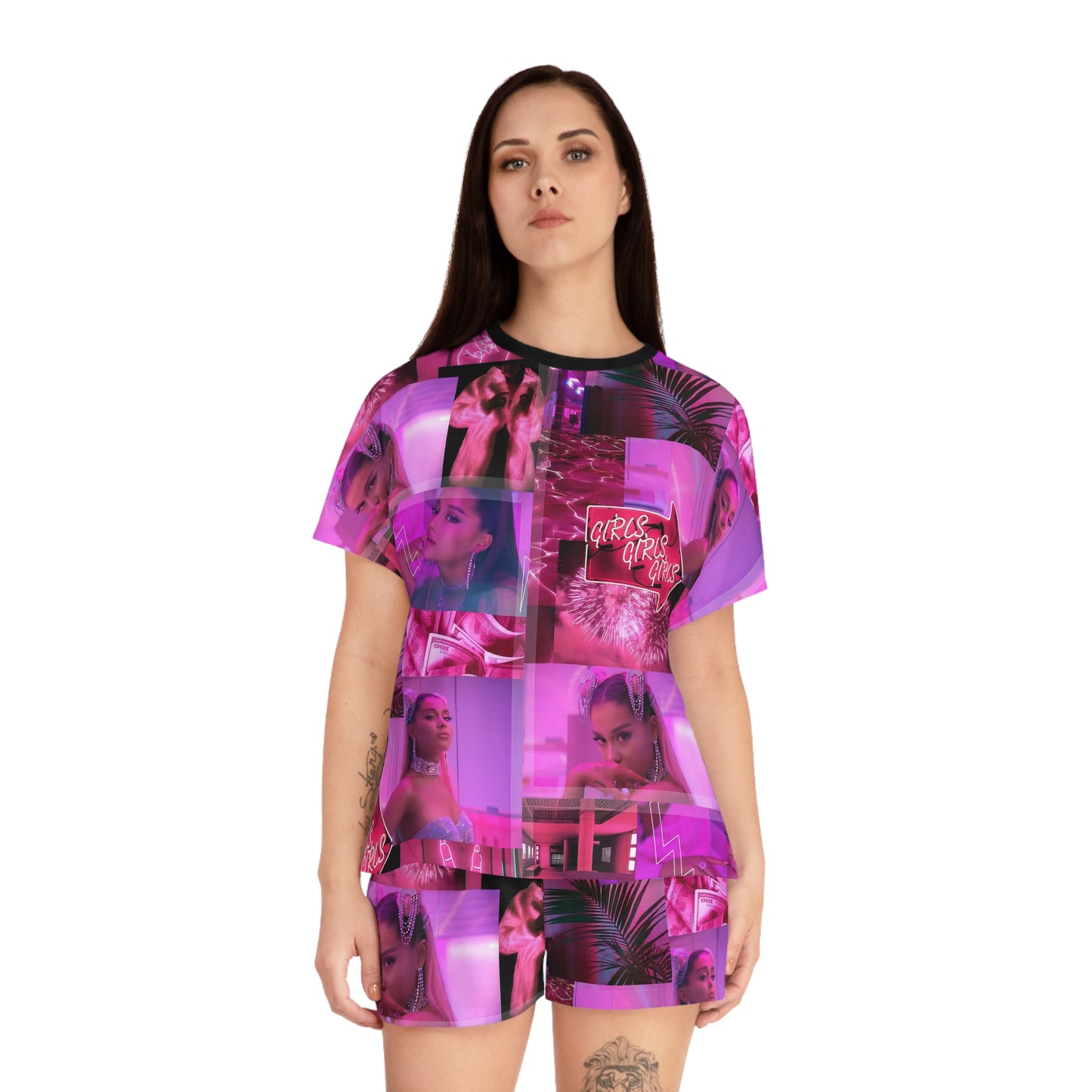 Ariana Grande 7 Rings Collage Women's Short Pajama Set