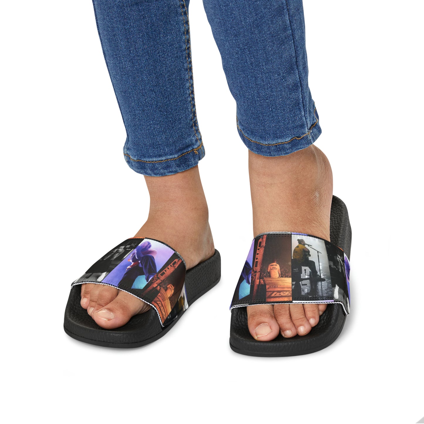 Post Malone On Tour Collage Youth Slide Sandals