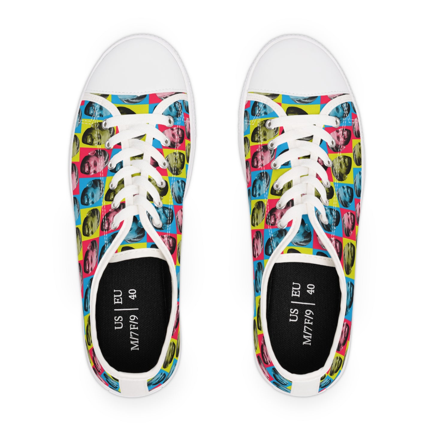 Drake Colored Checker Faces Women's Low Top Sneakers