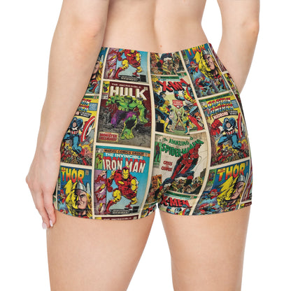 Marvel Comic Book Cover Collage Women's Shorts