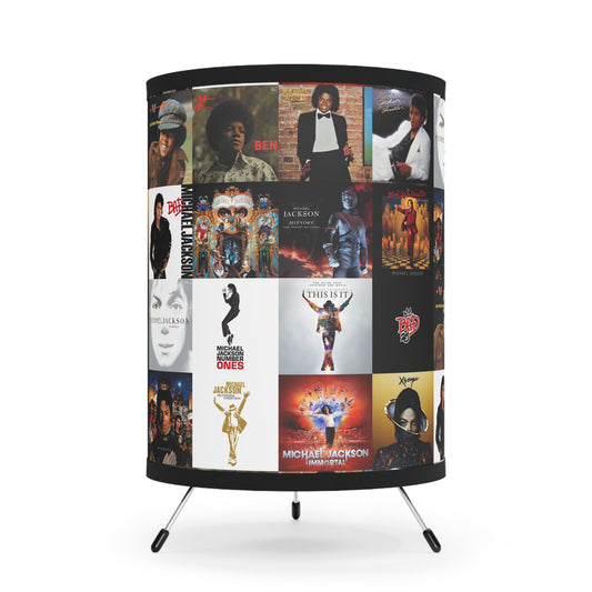 Michael Jackson Album Cover Collage Tripod Lamp with High-Res Printed Shade