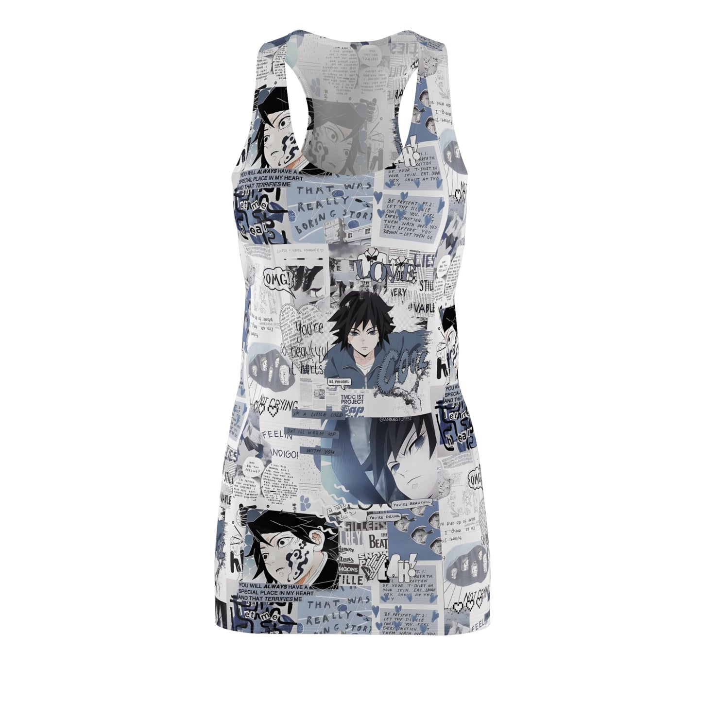 Demon Slayer Giyu Aesthetic Collage Women's Cut & Sew Racerback Dress