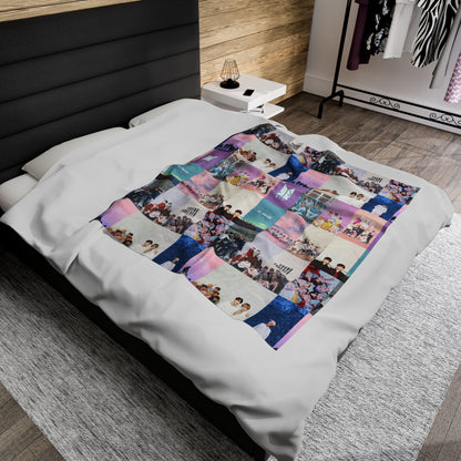 BTS Pastel Aesthetic Collage Velveteen Plush Blanket