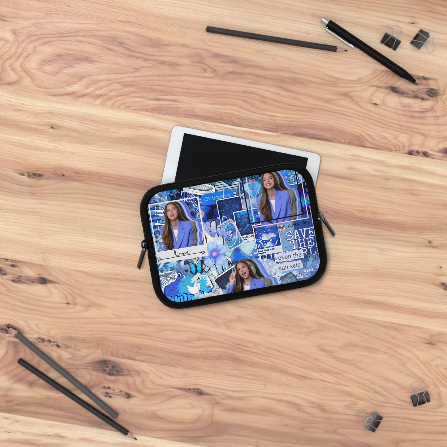 Olivia Rodrigo Blue Aesthetic Collage Laptop Sleeve