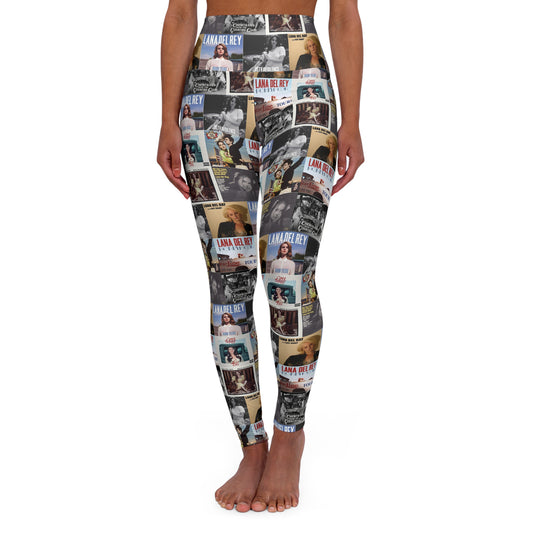 Lana Del Rey Album Cover Collage High Waisted Yoga Leggings