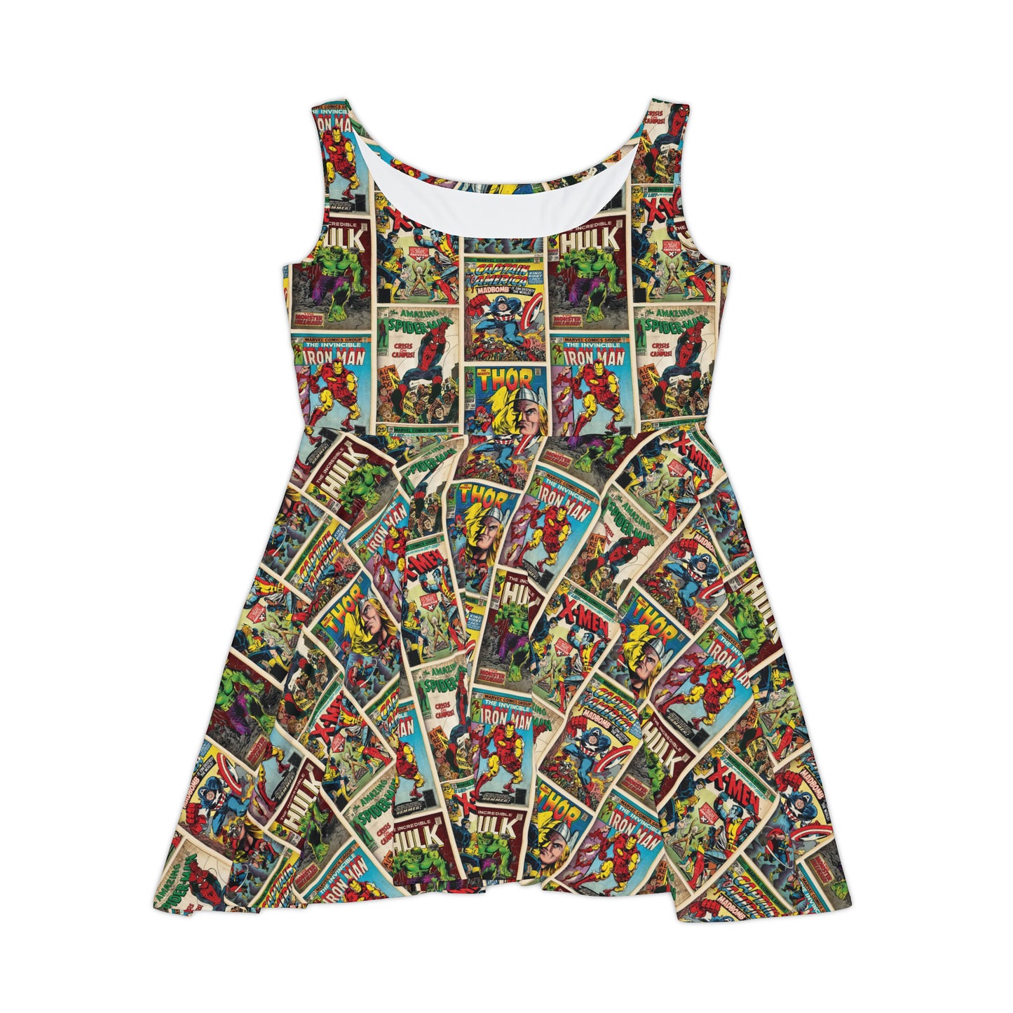 Marvel Comic Book Cover Collage Women's Skater Dress