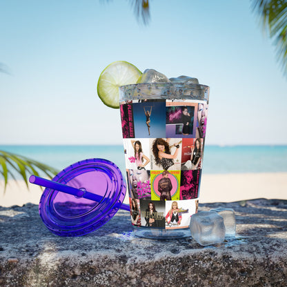 Miley Cyrus Album Cover Collage Sunsplash Tumbler with Straw