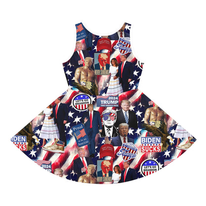 Donald Trump 2024 MAGA Montage Girls' Sleeveless Sundress