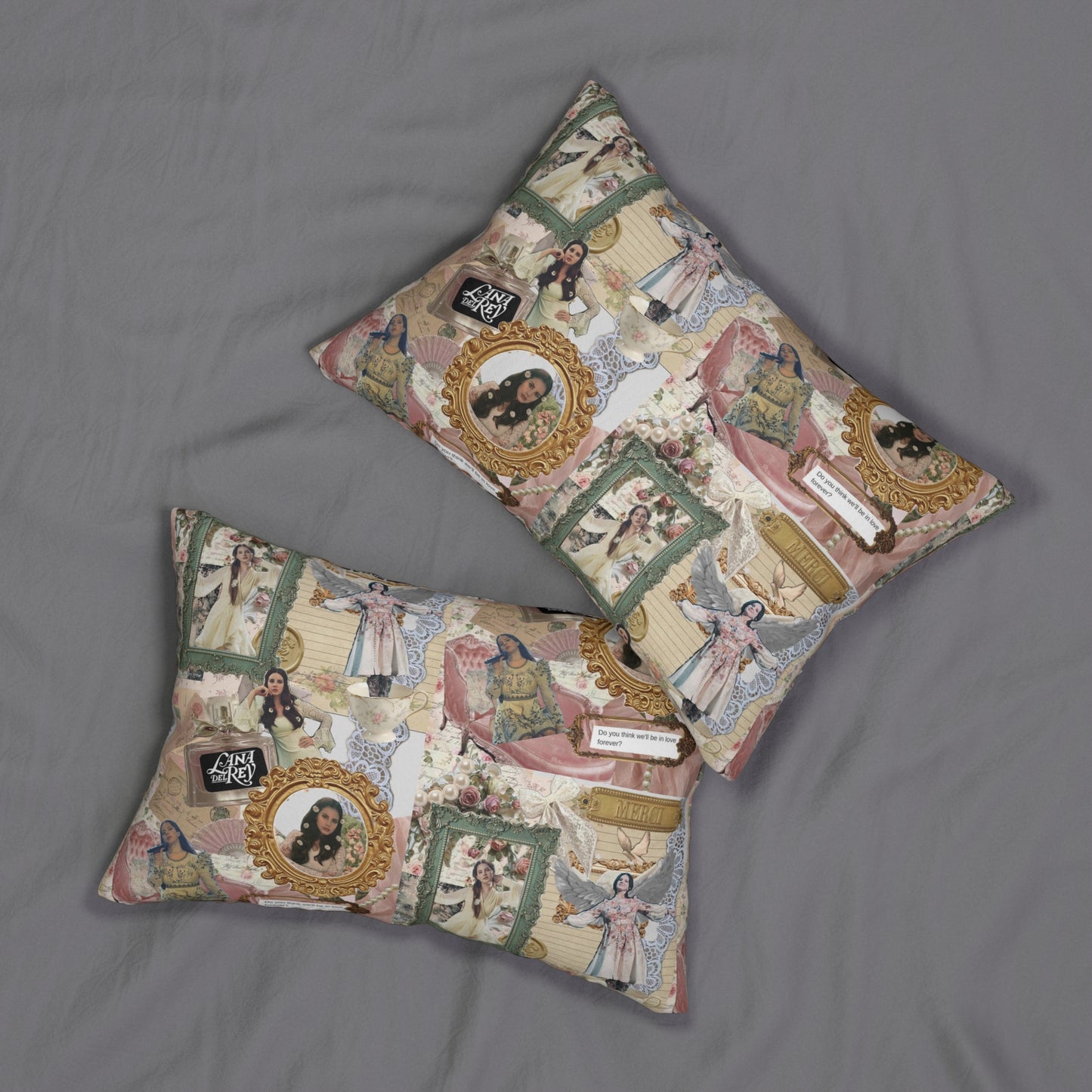 Lana Del Rey Victorian Collage Polyester Lumbar Pillow