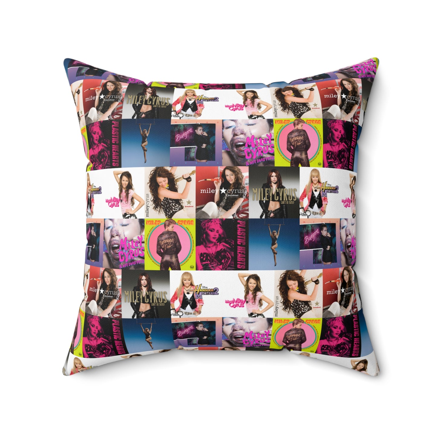 Miley Cyrus Album Cover Collage Spun Polyester Square Pillow