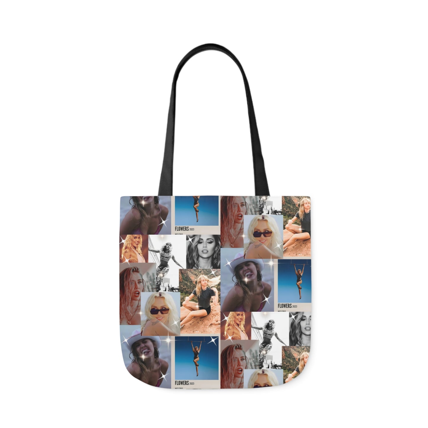 Miley Cyrus Flowers Photo Collage Polyester Canvas Tote Bag