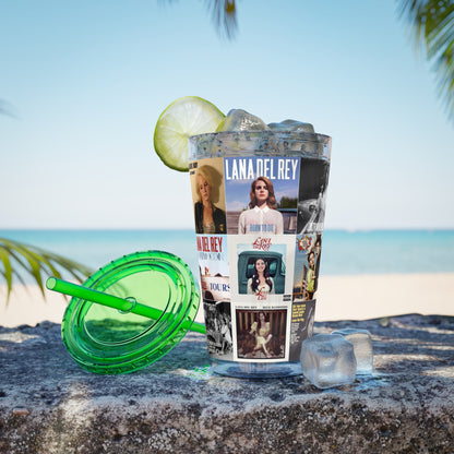 Lana Del Rey Album Cover Collage Sunsplash Tumbler with Straw