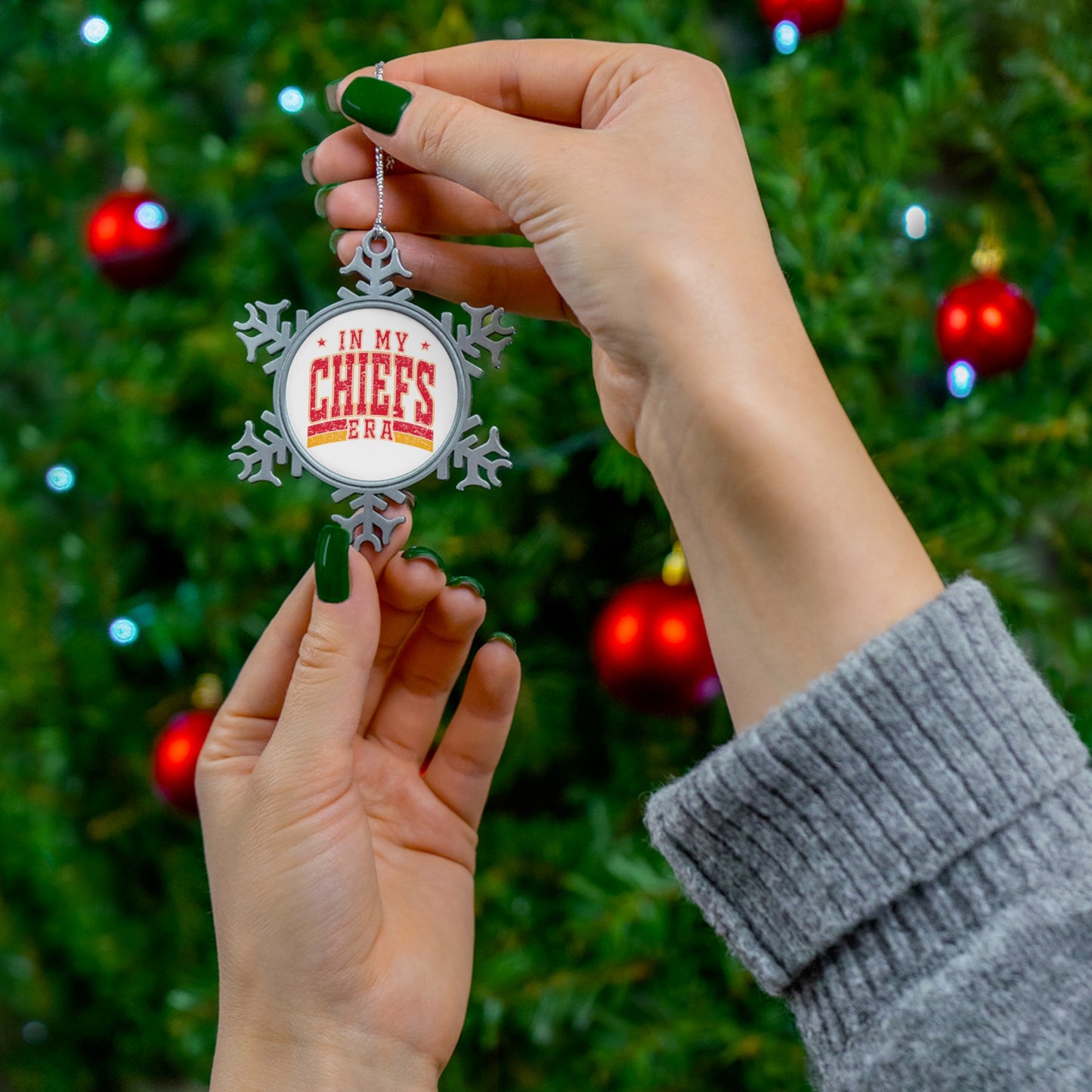 Taylor Swift In My Chiefs Era Pewter Snowflake Ornament