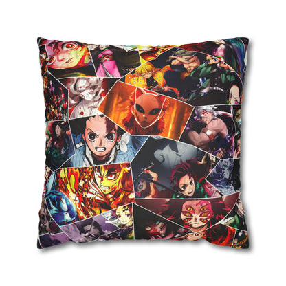 Demon Slayer Reflections Collage Faux Suede Square Pillow Case