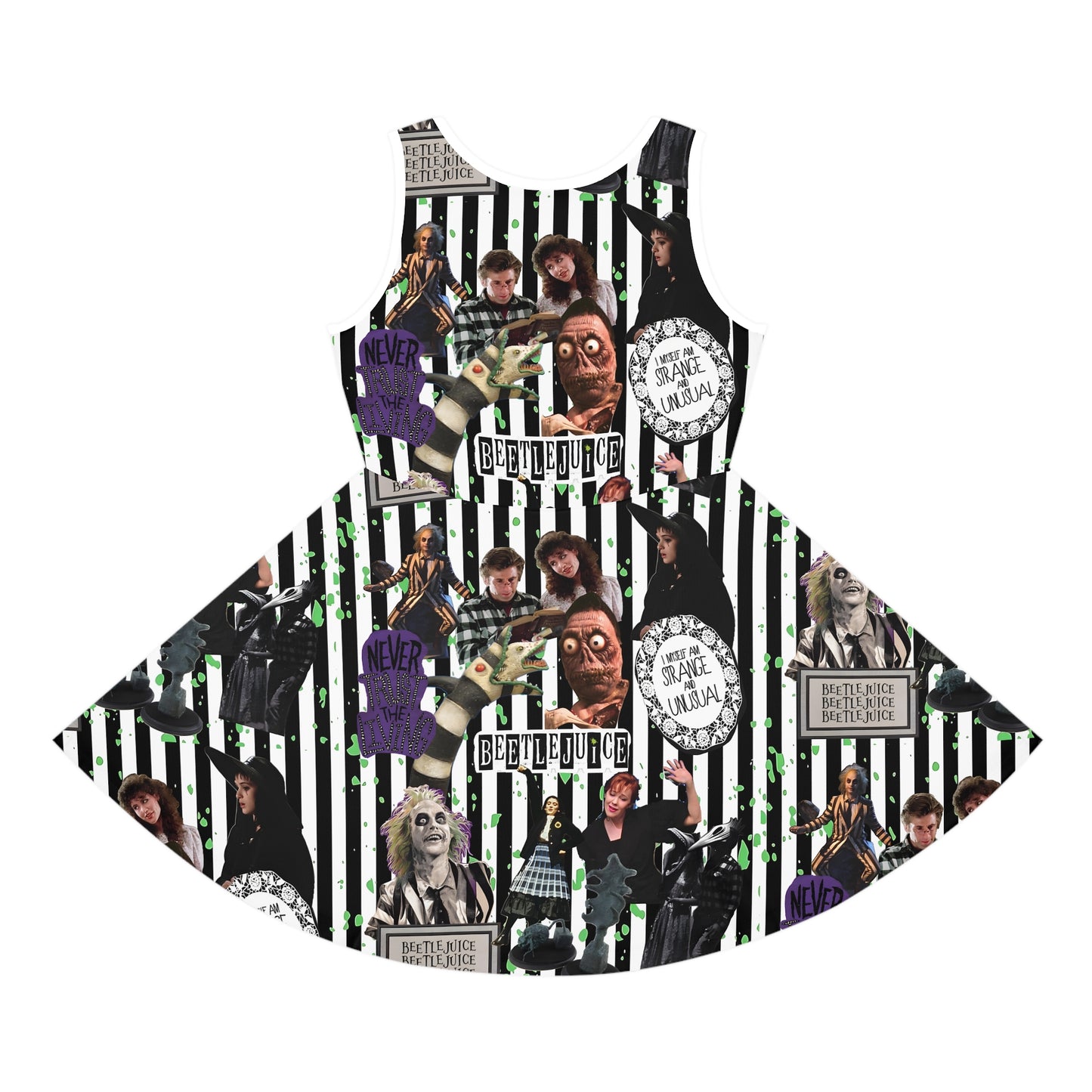 Beetlejuice Strange And Unusual Collage Girls' Sleeveless Sundress