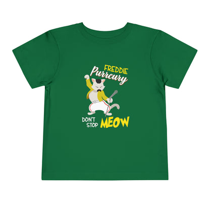 Queen Don't Stop Meow Freddie Purrcury Toddler Short Sleeve Tee