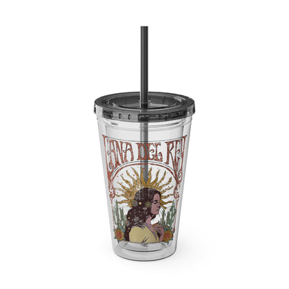 Lana Del Rey Vintage Artwork Sunsplash Tumbler with Straw