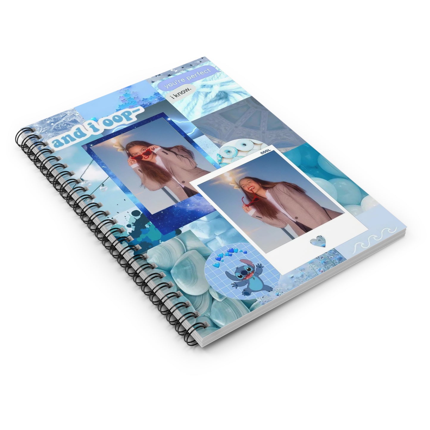 Olivia Rodrigo Light Blue Aesthetic Collage Ruled Line Spiral Notebook