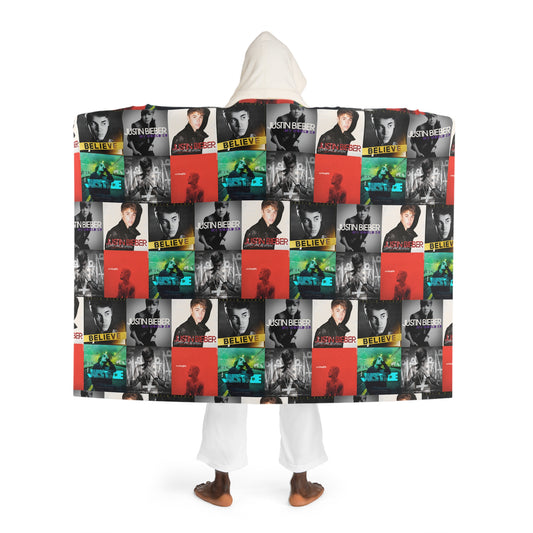 Justin Bieber Album Cover Collage Hooded Sherpa Fleece Blanket