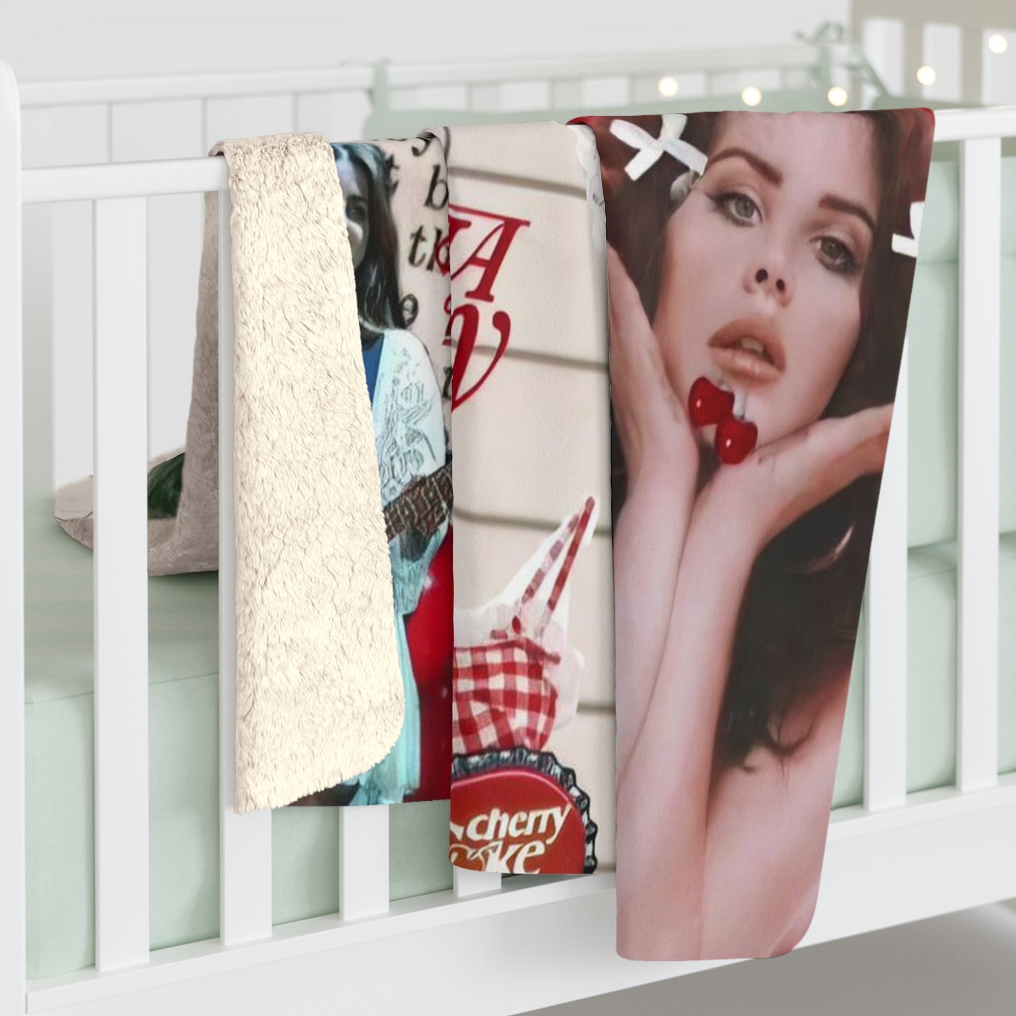 Lana Del Rey Cherry Coke Collage Sherpa Fleece Blanket