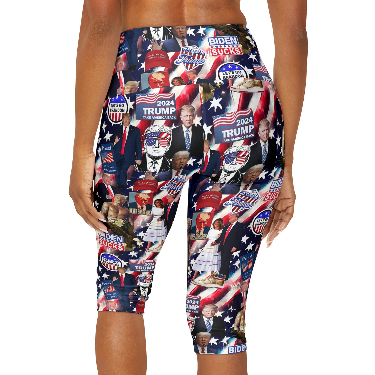 Donald Trump 2024 MAGA Montage Yoga Capri Leggings