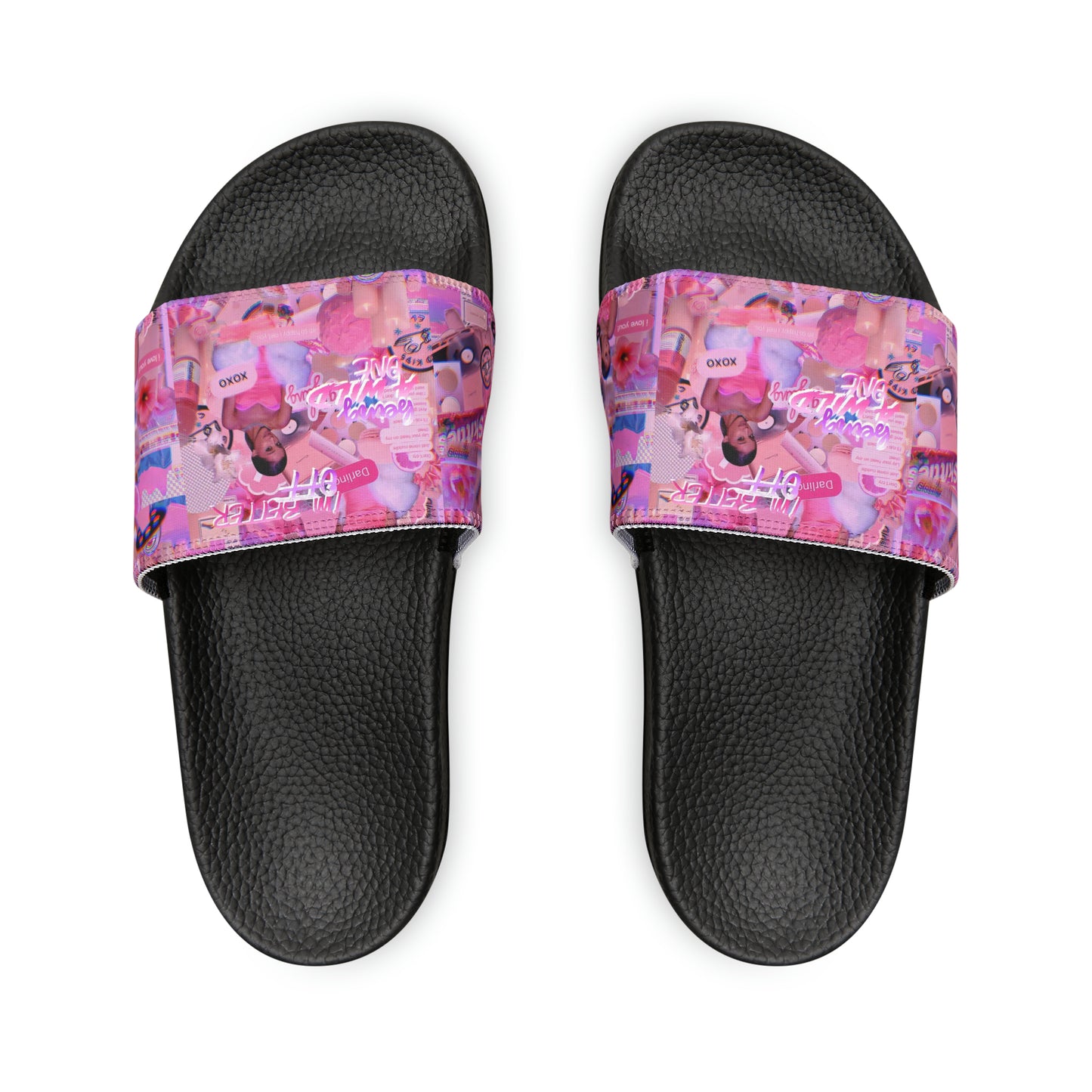 Ariana Grande Purple Vibes Collage Youth Slide Sandals