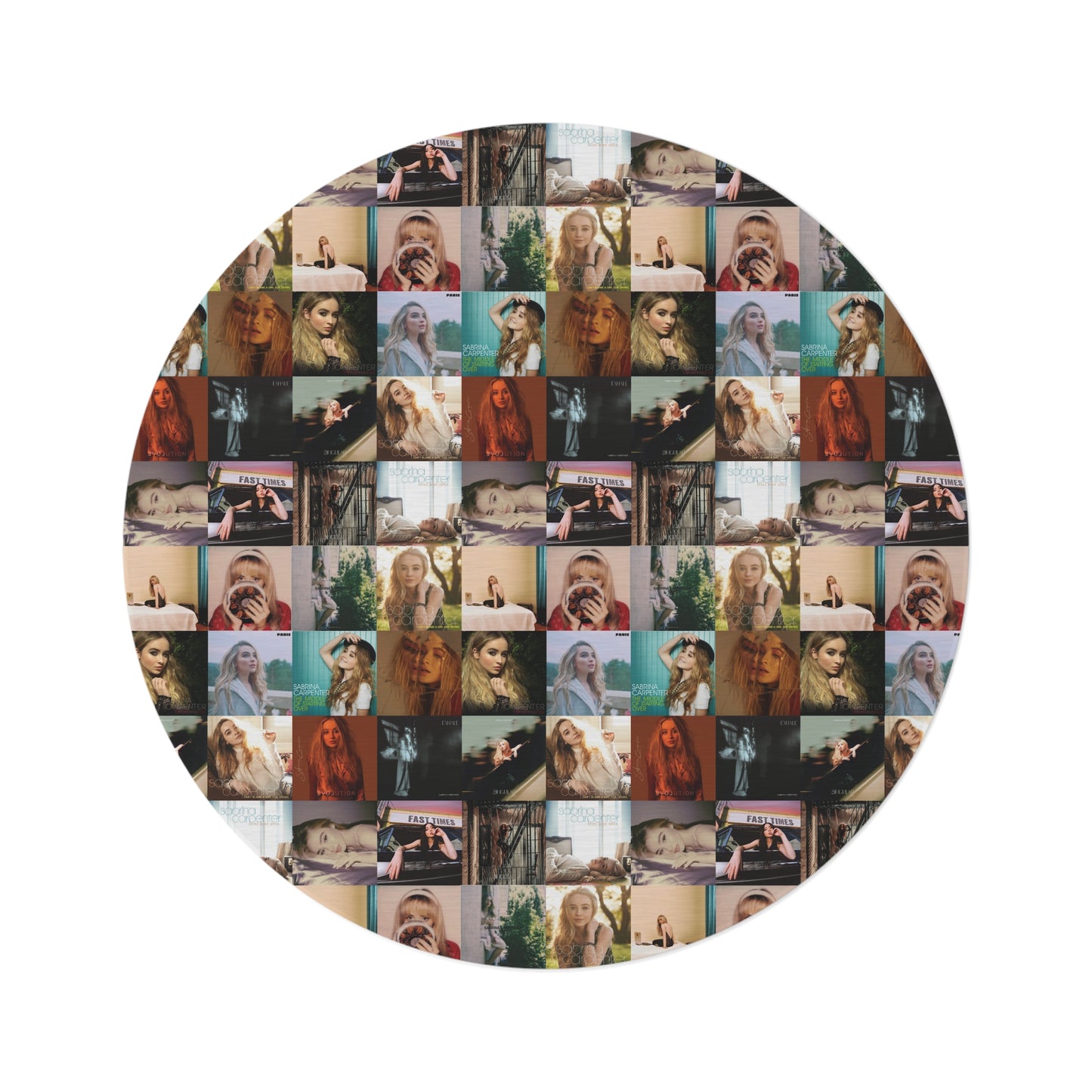 Sabrina Carpenter Album Cover Collage Round Rug