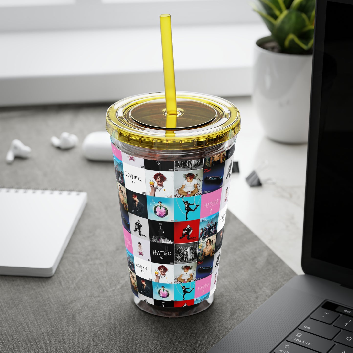 YUNGBLUD Album Cover Art Collage Sunsplash Tumbler with Straw