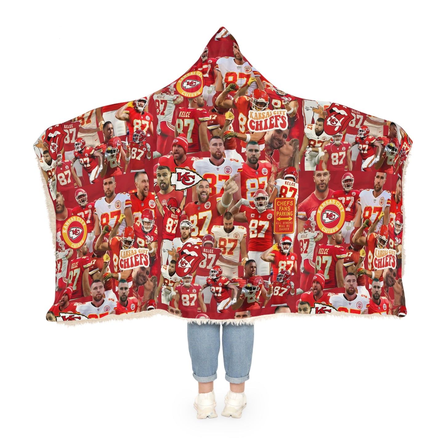 Travis Kelce Chiefs Red Collage Snuggle Blanket