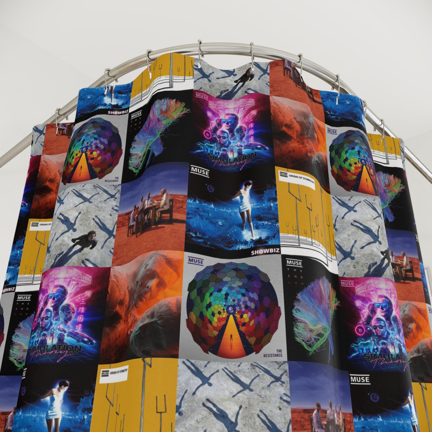 Muse Album Cover Collage Polyester Shower Curtain