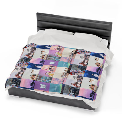 BTS Pastel Aesthetic Collage Velveteen Plush Blanket