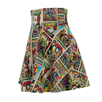 Marvel Comic Book Cover Collage Women's Skater Skirt