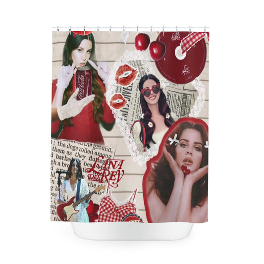Lana Del Rey Cherry Coke Collage Polyester Shower Curtain