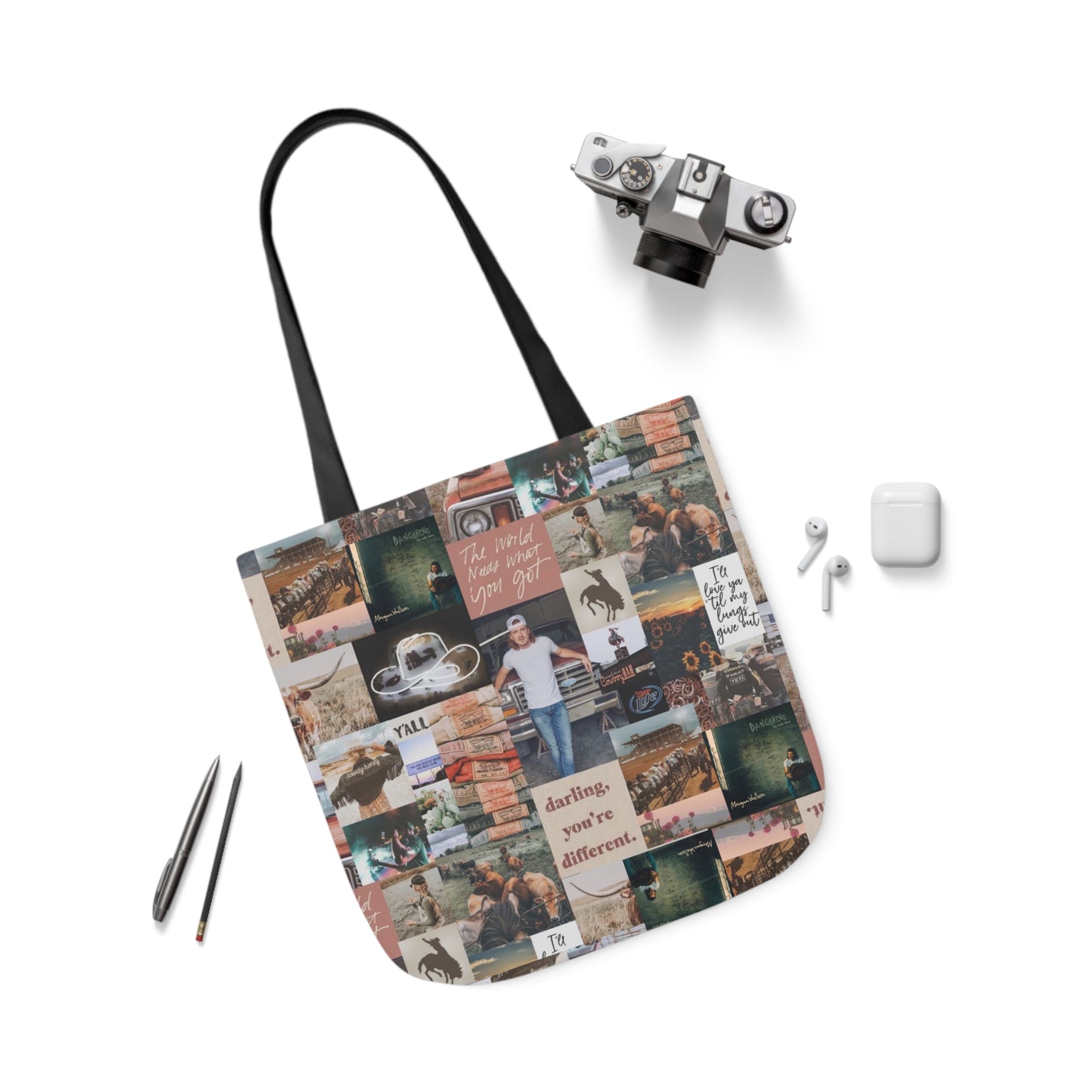 Morgan Wallen Darling You're Different Collage Polyester Canvas Tote Bag