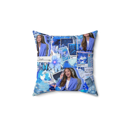 Olivia Rodrigo Blue Aesthetic Collage Spun Polyester Square Pillow