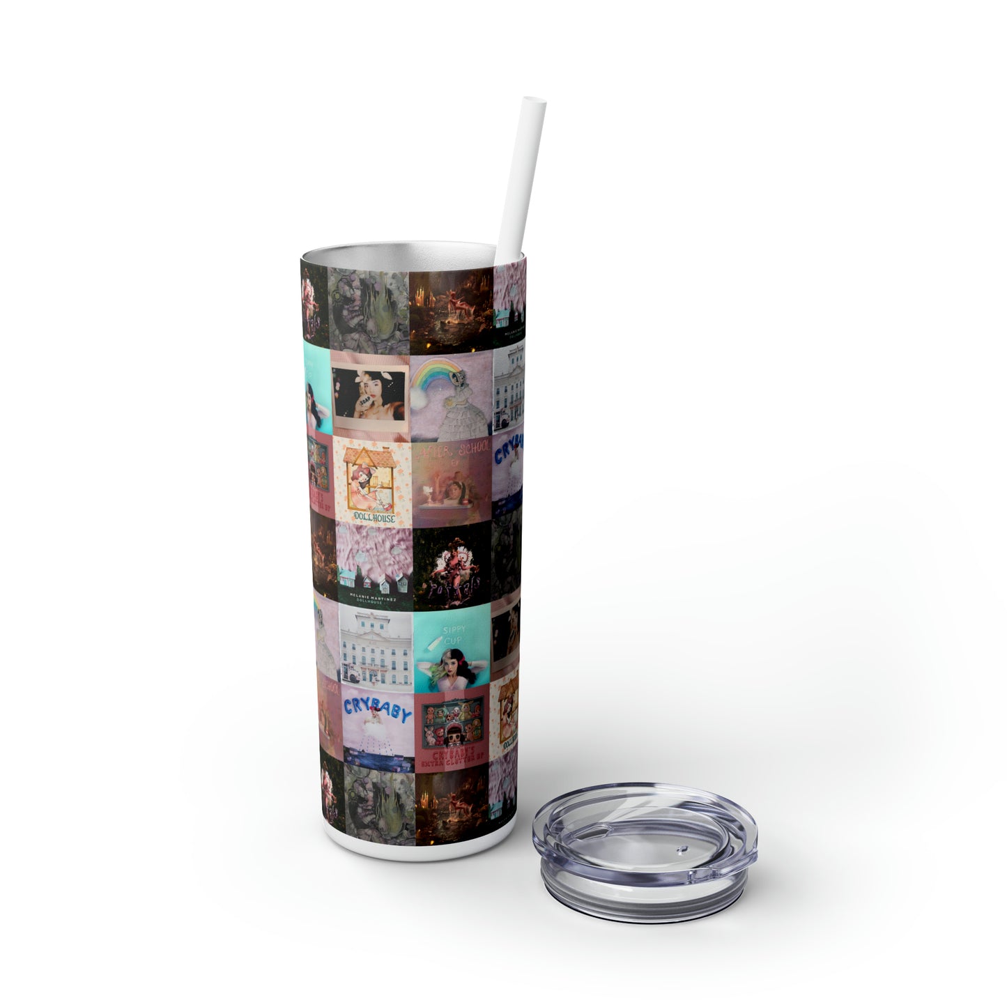 Melanie Martinez Album Art Collage Skinny Tumbler with Straw