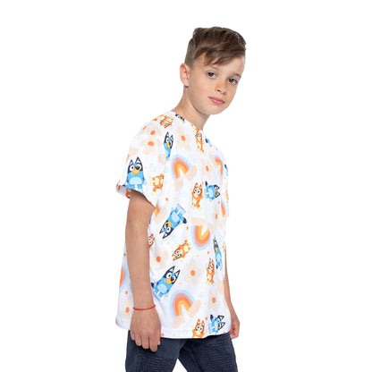 Bluey Rainbows & Flowers Pattern Kids Sports Jersey