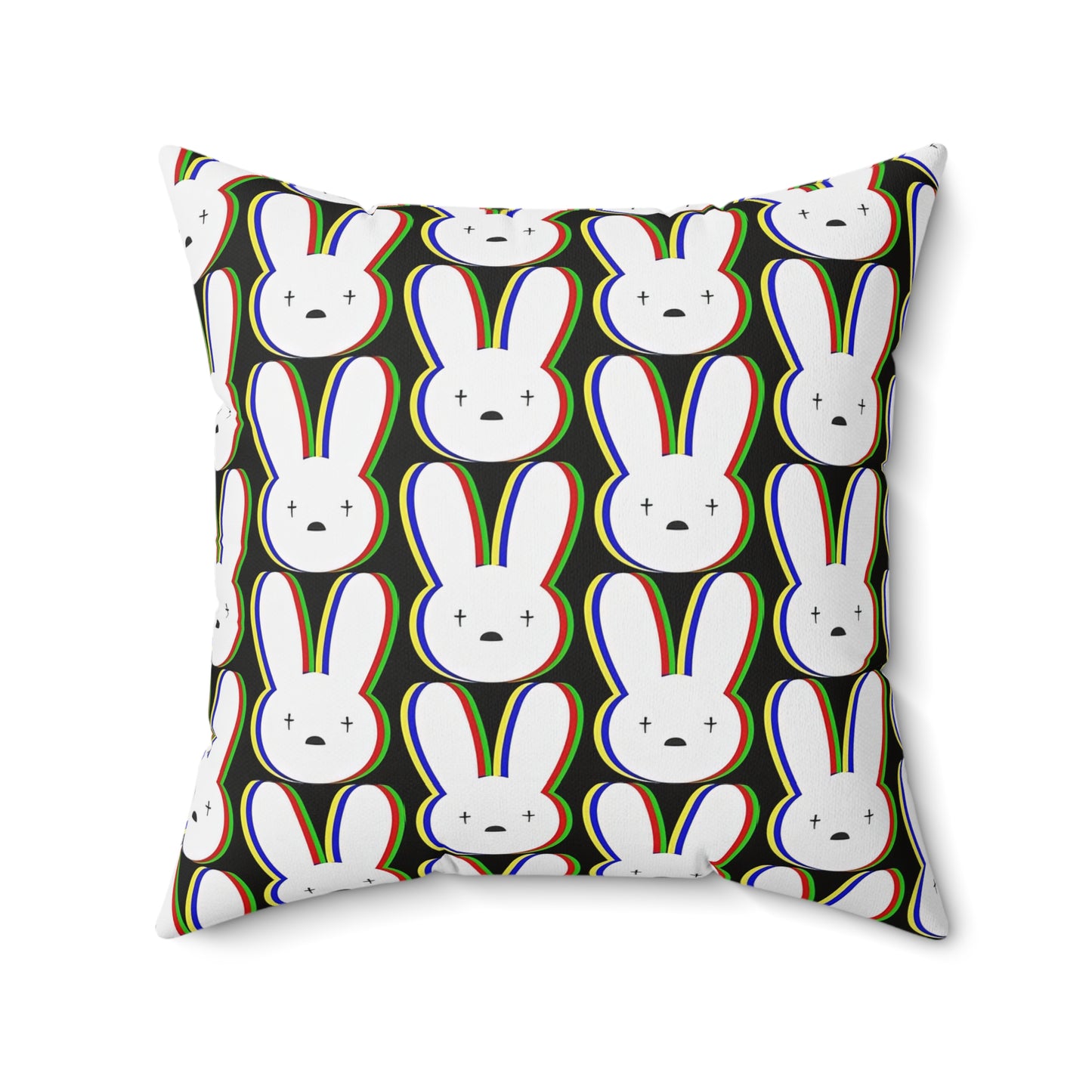 Bad Bunny Logo Pattern Spun Polyester Square Pillow