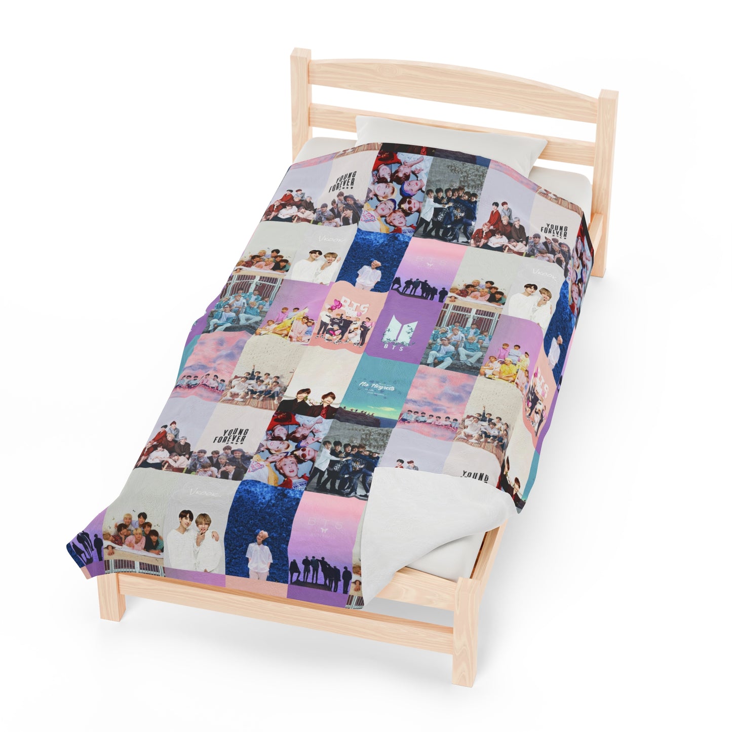 BTS Pastel Aesthetic Collage Velveteen Plush Blanket